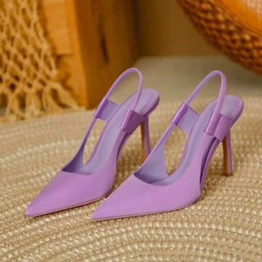 Women Slingback Sandals Pointed Toe Slip on Thin High Heel Ladies Elegant Pumps