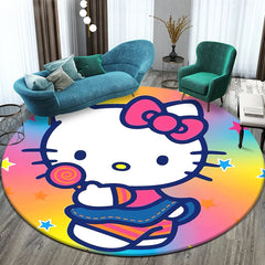 Sanrio Hello Kitty Cute Cartoon HD Printed Round Carpet,Balcony Bedroom Living Entrance