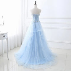 Homecoming Dresses: A-Line Tulle Lace Applique Beaded Crystal Women Formal Party