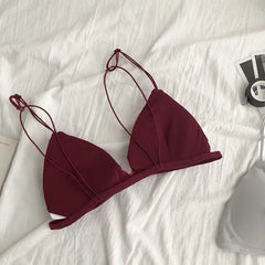 French Style Women Bra Thin Belt Bralette Girls Triangle Cup Underwear Bras