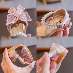 Summer Kids Girls Sandals Fashion Sequins Rhinestone Bow Girls Princess Shoes