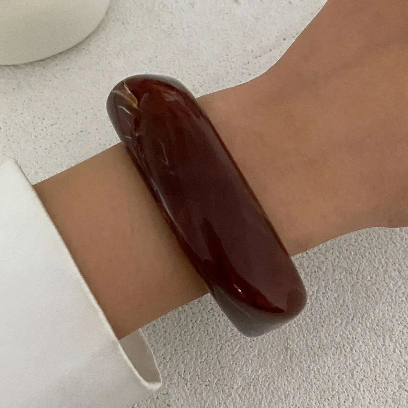 IngeSight.Z 3 Styles Vintage Irregular Resin Bangle Bracelets Women Punk Geometric Wide Metal Bracelet Chunky Party Jewelry Gift