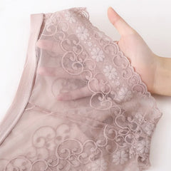 Women Lace Bra Set Deep V Bralette Low Waist Panties Seamless Underwear