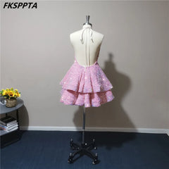Homecoming Dresses: Prom Dresses Backless Tiered Skirt Stretchable Sequins