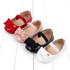 Baby Girl Shoes Cute Bowknot Toe-covered Soft PU Mary Jane Shoes Anti-slip