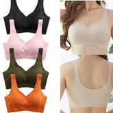 Women Seamless Ice Silk Bra Removable Chest Pad Lifting Bralette Underwear