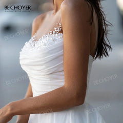 White Bridesmaid Dresses: Wedding Dress Satin Pearls A-Line Chic Sweetheart