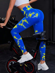 Women Seamless Tie Dye Leggings High Waist Slim Push Up Fashion Fitness Running