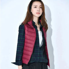 Down Jacket Women Sleeveless Ultra Light Down Vests Slim Jacket Girl Gilet Lightweight