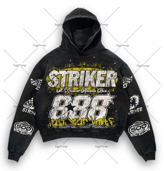 European and American High Street Fashion Brand Clothing Printed Loose Pullover Hoodie