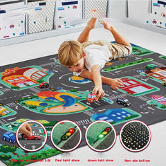LED Play Carpets for Kids, Road Lighter Rugs, Car Area Rugs, Anti-slip Floor Mat
