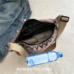 Wave Pattern Design Crossbody Bag for Women Large Capacity Canvas