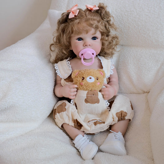 NPK 18inch Full Body Bettie Reborn Baby Doll Lifelike Newborn Cuddly Multiple Layers Painting 3D Skin Hand Rooted Hair