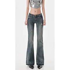 American High Street Spicy Girls Low Waist Jeans Women Autumn Vintage Pants