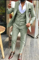 Tuxedo for Mens: Light green Suits Men Suits 3 Pieces Wedding Wear Business