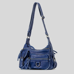 Vintage Multiple Pockets Women Shoulder Bags Luxury Washed Pu Leather