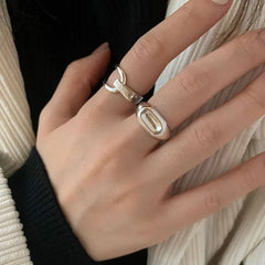 925 Sterling Silver Rings Party Jewelry Vintage Charm Double Layer