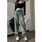 Baggy Straight Denim Trousers Female Y2K High Waist Loose Wide Leg Jeans