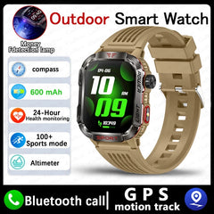 Outdoor Sports Smart Watch Men 2.01" GPS Tracker Compass LED Flashlight 600mAh Battery Waterproof Bluetooth Call Smartwatch Man