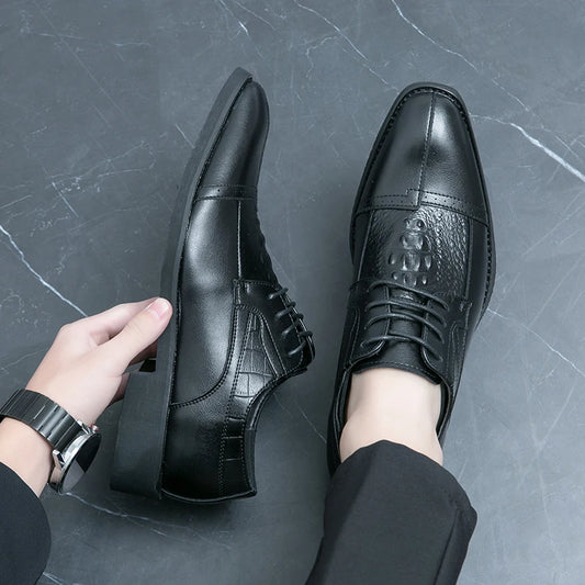Luxury Fashion Derby Leather Shoes Business Office Dress Shoes