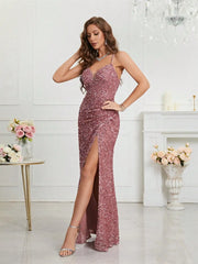 Homecoming Dresses: Unithorse Split Thigh Sequin Cami Women Dress