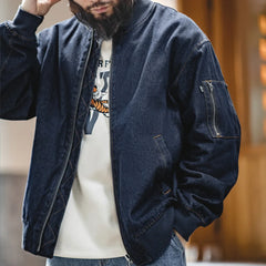 Vintage Denim MA-1 Flight Jacket 8.9oz Baseball Collar Bomber Jackets