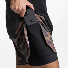 Men's 2-in-1 Summer Running Shorts Breathable Quick-Dry Basketball Training