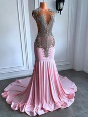 Homecoming Dresses: Mesh Top Luxury Sparkly Silver Diamond Black Party Gowns