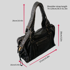 Y2K Spicy Girl One Shoulder Crossbody Bag Vintage Washed Leather Motorcycle Bag