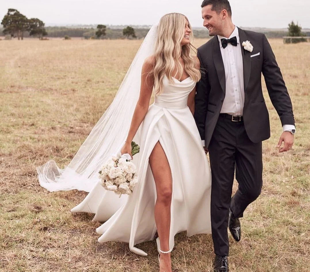 White Bridesmaid Dresses: Sleeveless mermaid Vintage Sweep Train flower