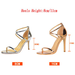 Women Fetish 8cm 11cm High Heels Summer Mid Low Heels Champagne Gold