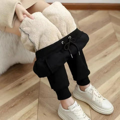 Winter Thicken Plush Pants for Women Casual Solid Color Warm Sweatpants
