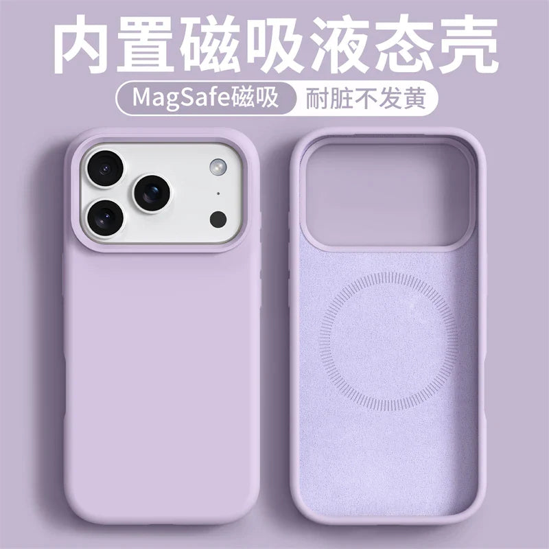 Magnetic Case For iPhone 17 Pro Max 17 Ari MagSafe Liquid Silicone Comfortable Feel Built in Flocking Protect Cover