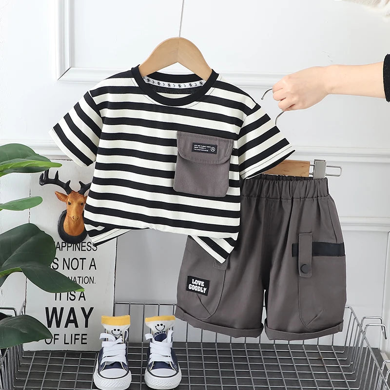New Baby Boys Clothes Suit Summer Children Fashion Striped T-Shirt Shorts 2Pcs/Sets Toddler Casual Costume Kids Tracksuits