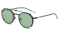 Sunglasses round frame men women metal sunglasses retro flip up eyeglasses