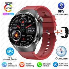 2025 New Watch 4 Pro GPS NFC Smart Watch Men 360*360 AMOLED Screen Heart Rate Bluetooth Call Waterproof Sports Man Smartwatch