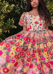 Homecoming Dresses: Sweet Flower Lace Embroidery Prom Dress Fairy Pink Party Dress