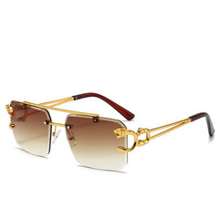 Sunglasses Leopard Head Gothic Sunglasses Retro Luxury Brand Metal Men Eyewear