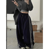Y2K Striped Sweatpants Women Streetwear Oversized Cargo Pants Harajuku Wide Leg