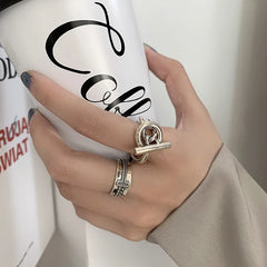 925 Sterling Silver Rings Party Jewelry Vintage Charm Double Layer