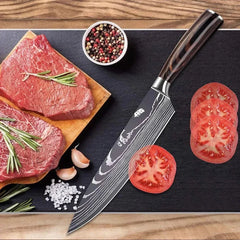 Professional Damascus Kitchen Knives Japanese Santoku Cleaver Slicing Knife Stainless