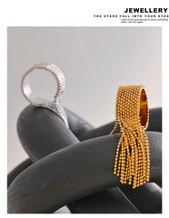 Statement Stainless Steel Chain Tassel Finger Ring Adjustable 18K PVD Plated