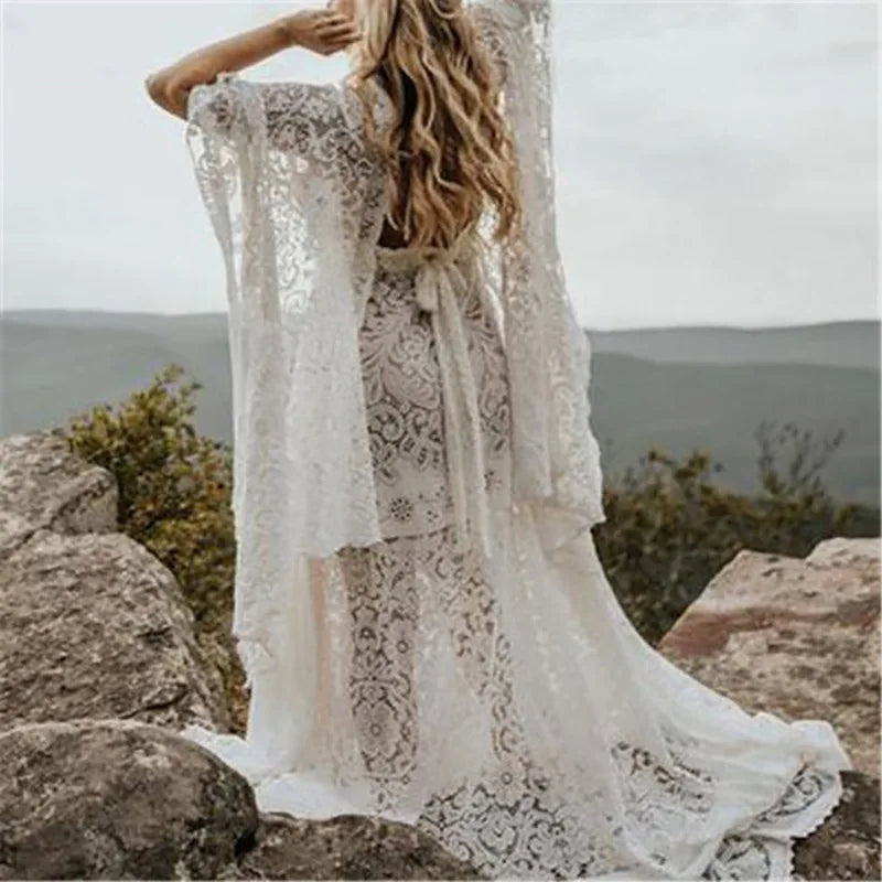 Evening wear Dresses: Floor-Length Long Sleeved Lace Formal Evening