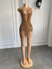 Homecoming Dresses: Through Black Girl Short Prom Dress Golden Diamond