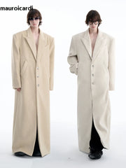 Autumn Winter Oversized Extra Long Warm Black Wool Blends Coat