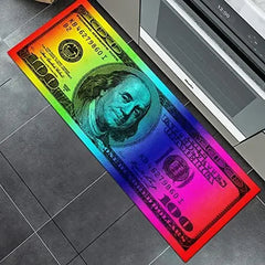 Black Gold 100 Dollar Bill Money Kitchen Floor Mat Home Entrance Doormat Corridor