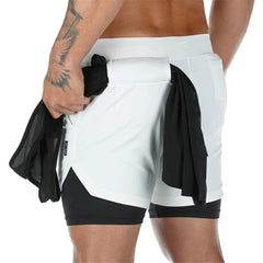 Running Shorts Men 2 In 1 Double-deck Quick Dry GYM Sport Shorts Fitness Jogging