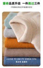 Men's 100% pure Mink velvet Cashmere Sweater High Lapels Pullovers Knitted Winter