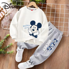 Autumn Baby Girl Boy Clothes Set Children Disney Mickey Printing Sweatshirt Top and Pants Bottom Two Piece Suit Cotton Tracksuit