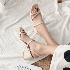 Women High Heel Sandals Summer Casual Female Shoes Woman Square Heel